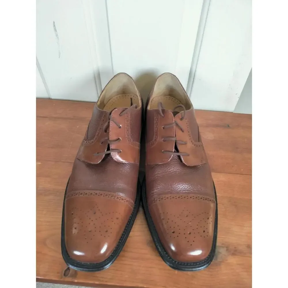 Giorgio Brutini Men’s Brown Leather Cap Toe‎ Derby Shoes  Made in Brazil Sz 12